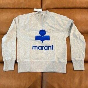 Isabel Marant Etoli Mobyli Sweater grey ecru / blue marant logo Womans 34
